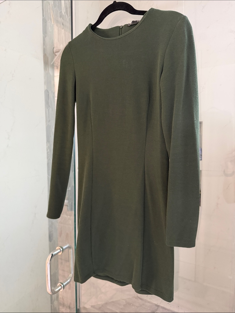 Zara Olive Green Long Sleeve Shift Dress